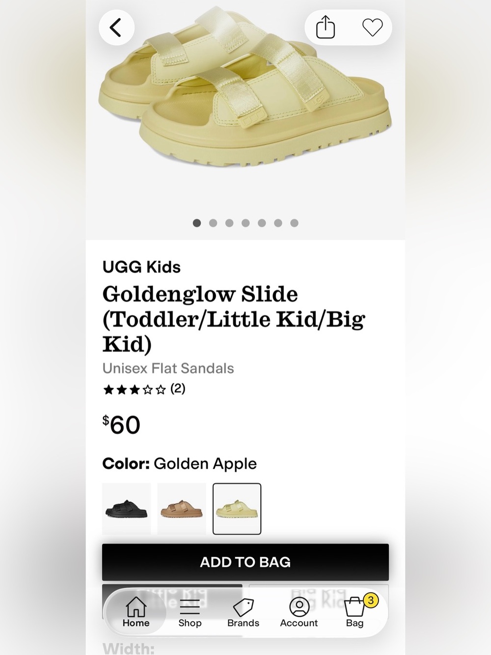 UGG Kids Goldenglow Slide - Olive Green